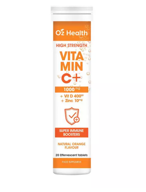 OZ Health High Strength Vitamin C + 1000MG (+ Vitamin D And Zinc) Effervescent