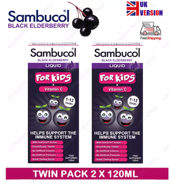 Sambucol Black Elderberry for Kids + Vitamin C [BUNDLE OF 2]