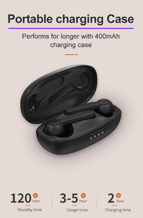 Wireless sports Earphone Bluetooth 5.0 Fast pairing Earpiece Headset Earbuds noise reduction Built in Mic