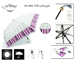 3 Fold Umbrella #F3/006 White, Purple